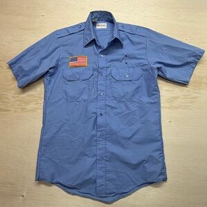 WearGaurd Uniform Security Police Officer Button-Down Shirt Blue M VTG. USA Made